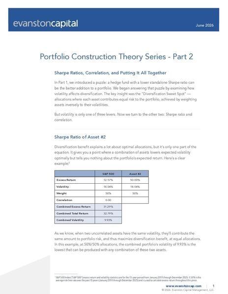 Portfolio Construction Theory Series - Part 2